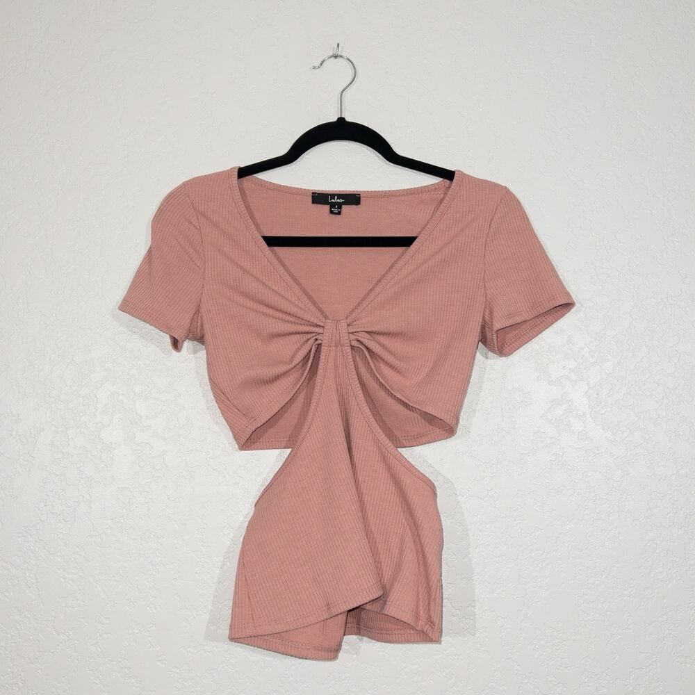 Lulu’s Mauve Pink Just To Flirt Ribbed Cutout Top Size Small - Picture 2 of 9